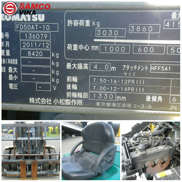thông số xe nâng dầu komatsu 5 tấn FD50AT-10